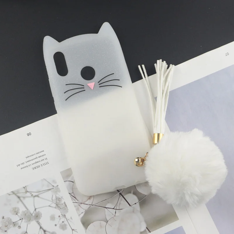 Силиконовый чехол с брелоком и кошачьими ушками для Honor | Мобильные телефоны