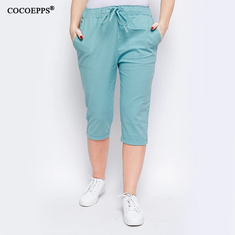 

COCOEPPS 2020 Fashion Summer Women loose Plus Size Trousers New Solid slim pencil for women spring Large Size casual Pants M-6XL