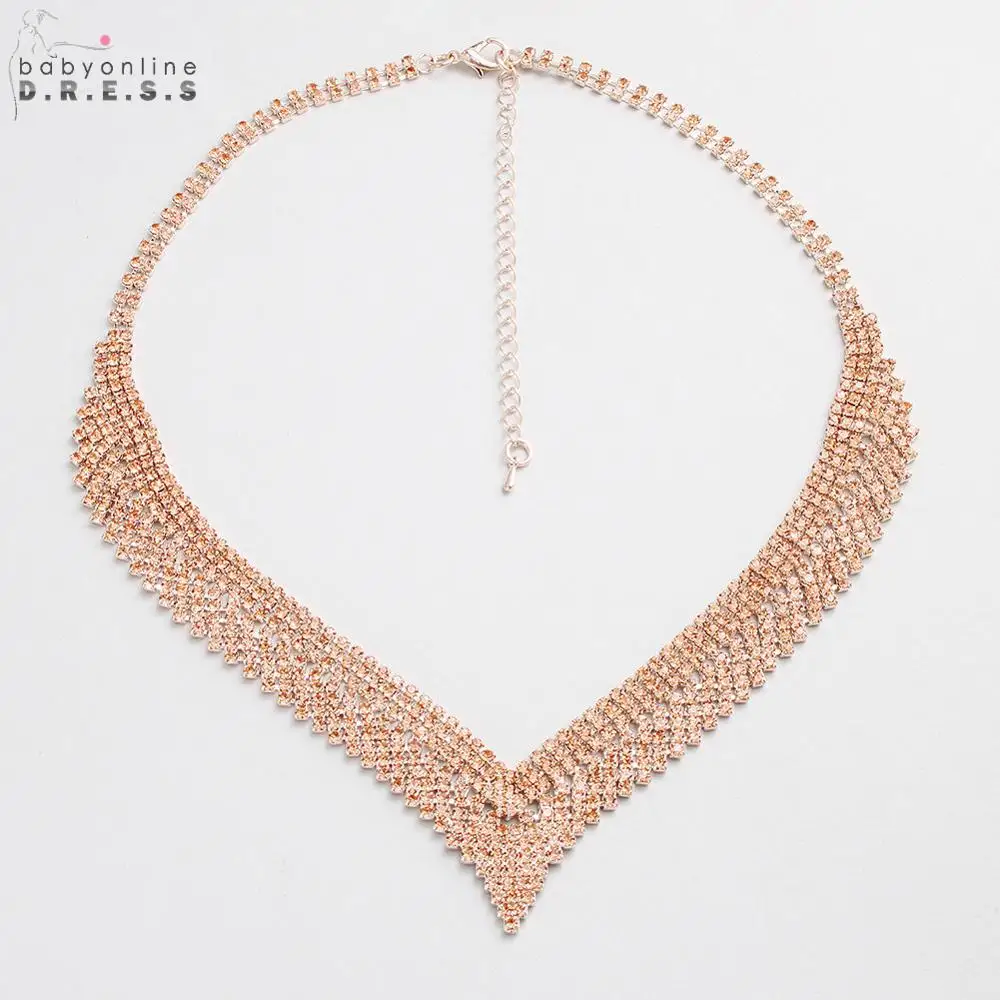 Romantic Gold Chain Necklace Women Jewelry Bohemian Maxi Necklaces Choker Stone Crystal Pendant Cavicle Chain Collares
