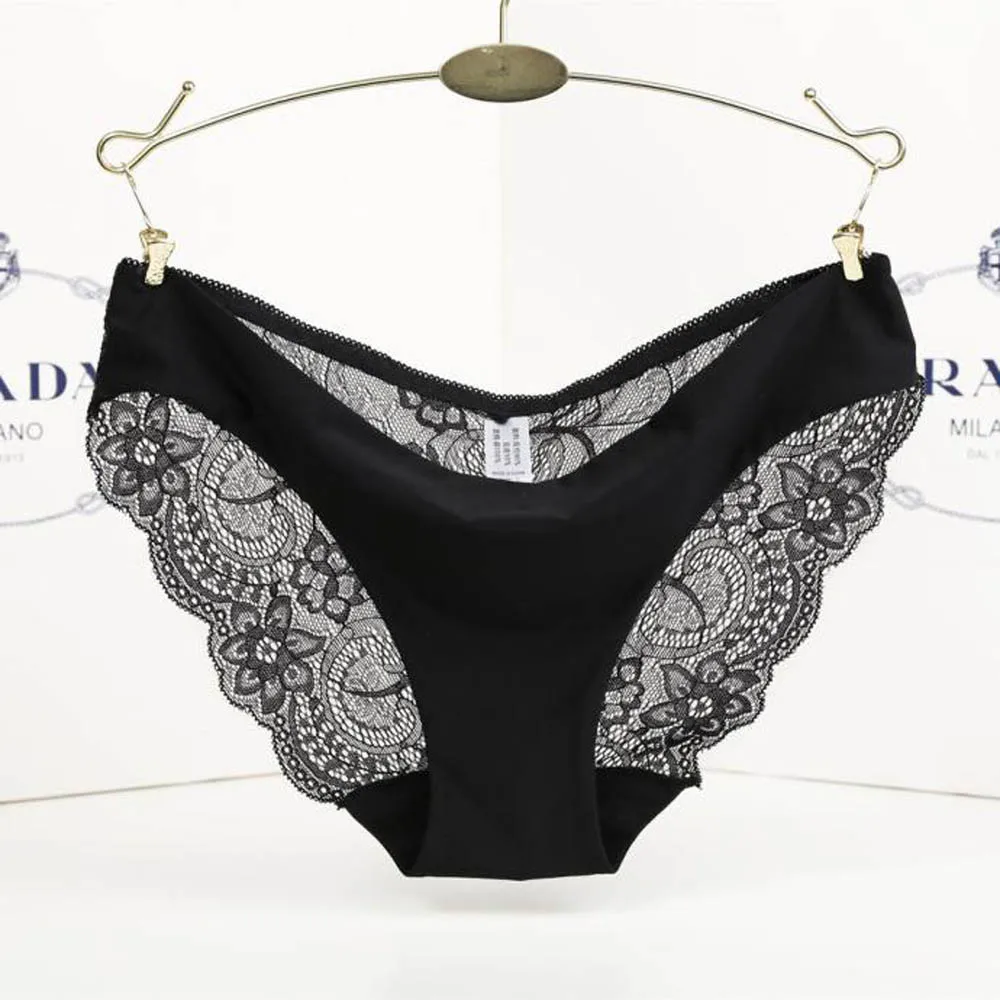 Женские бесшовные кружевные трусы однотонные трусики без швов 7 цветов нижнее