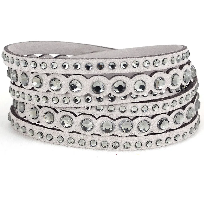 Новое поступление Slake стразы Кристалл замша двойной браслет с полной ПАВЕ для