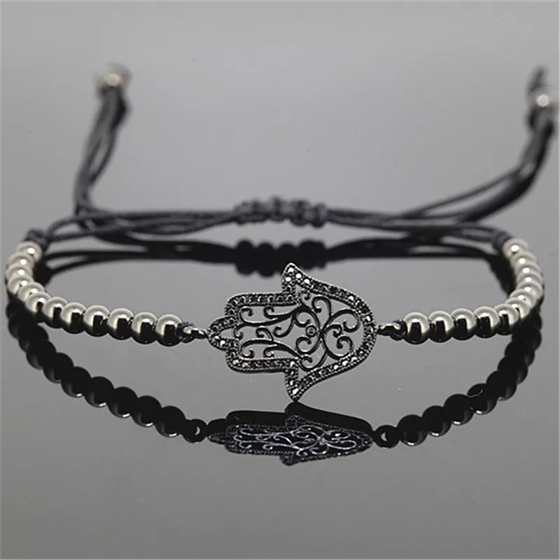 new anil arjandas men bracelet micro pave cz hamsa spacer braiding macrame bacelet fashion for | Украшения и аксессуары