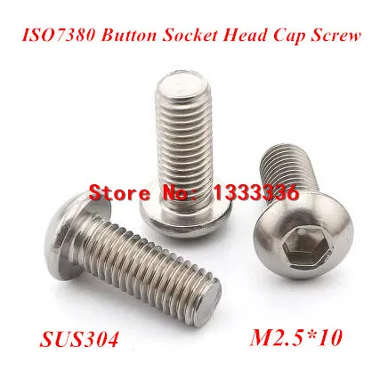 

1000pcs M2.5*10 Button Hex Socket Cap Screw, ISO7380 Pan/Round head Bolts 304 stainless steel