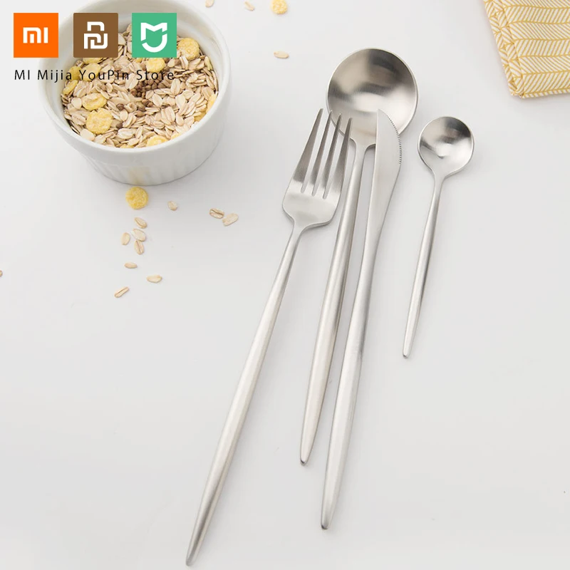 4 шт. набор Xiaomi Mi дома полированные столовые приборы нержавеющая сталь столовые приборы черный/Золотой/Серебряный