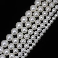 wholesale 8 16mm beautiful white shell pearl round loose beads 1538cm for jewelry making can mixed wholesale