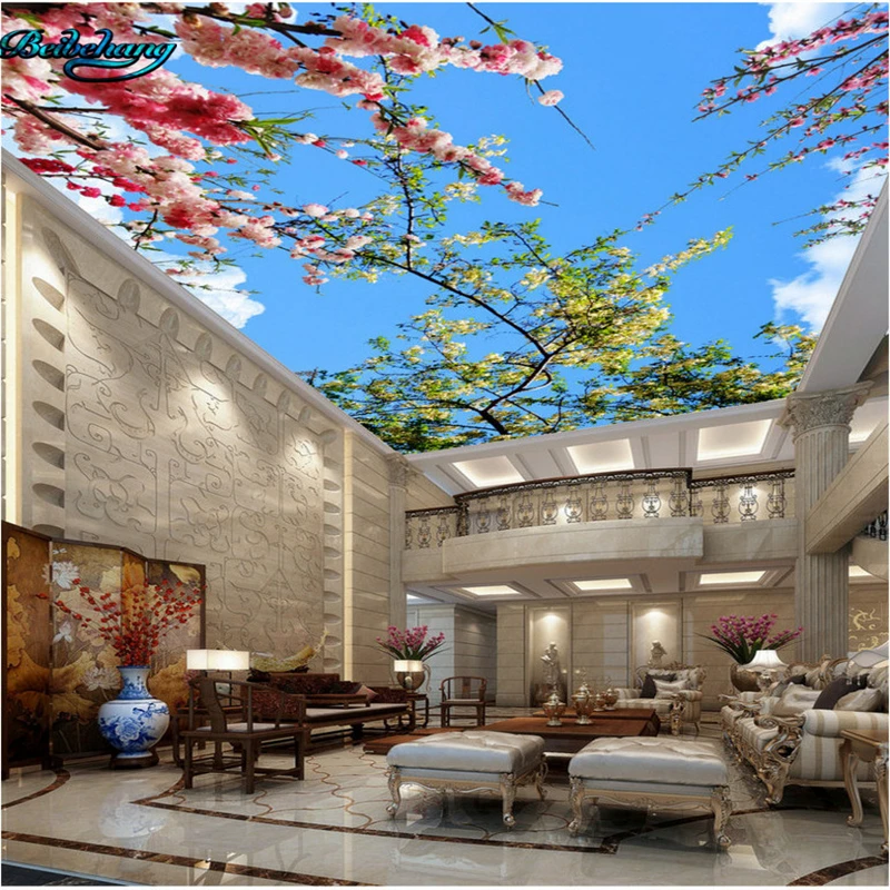 

beibehang Large Custom Wallpaper Mural Aesthetic Fresh Blue Sky White Cloud Living Room Bedroom Ceiling Zenith Mural