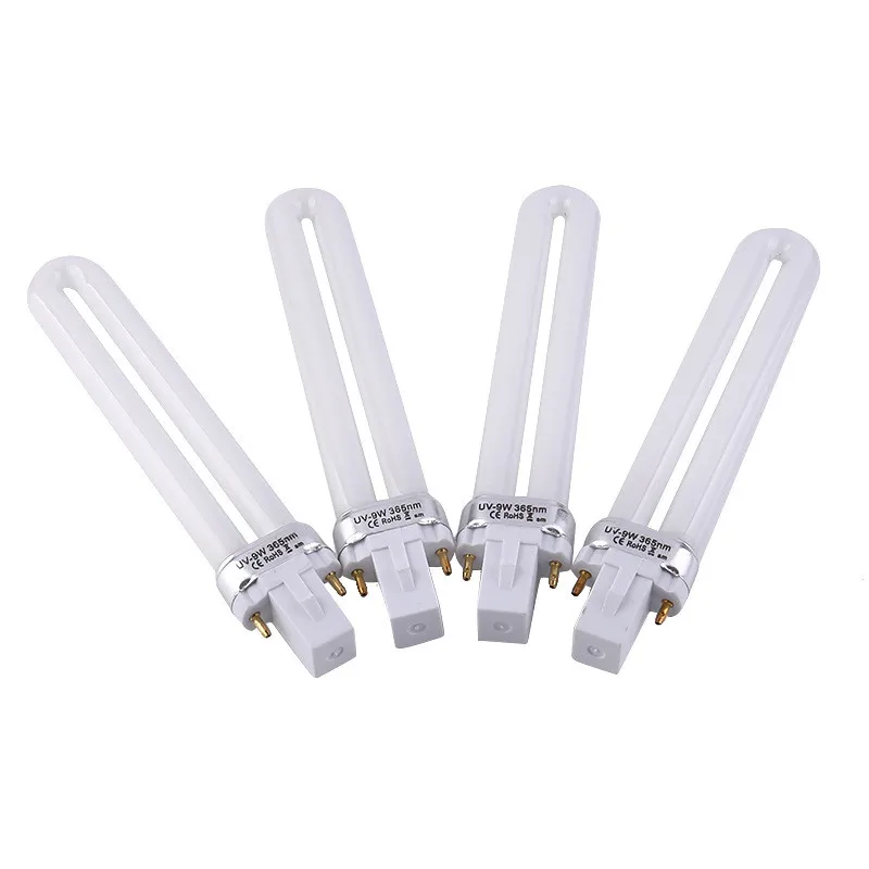 1PCS  9W  UV Lamp Light Bulbs U-shape 2-pin for 9W Gel Nail Dryer 365nm Dryer White Light Bulb Nail Art Tools