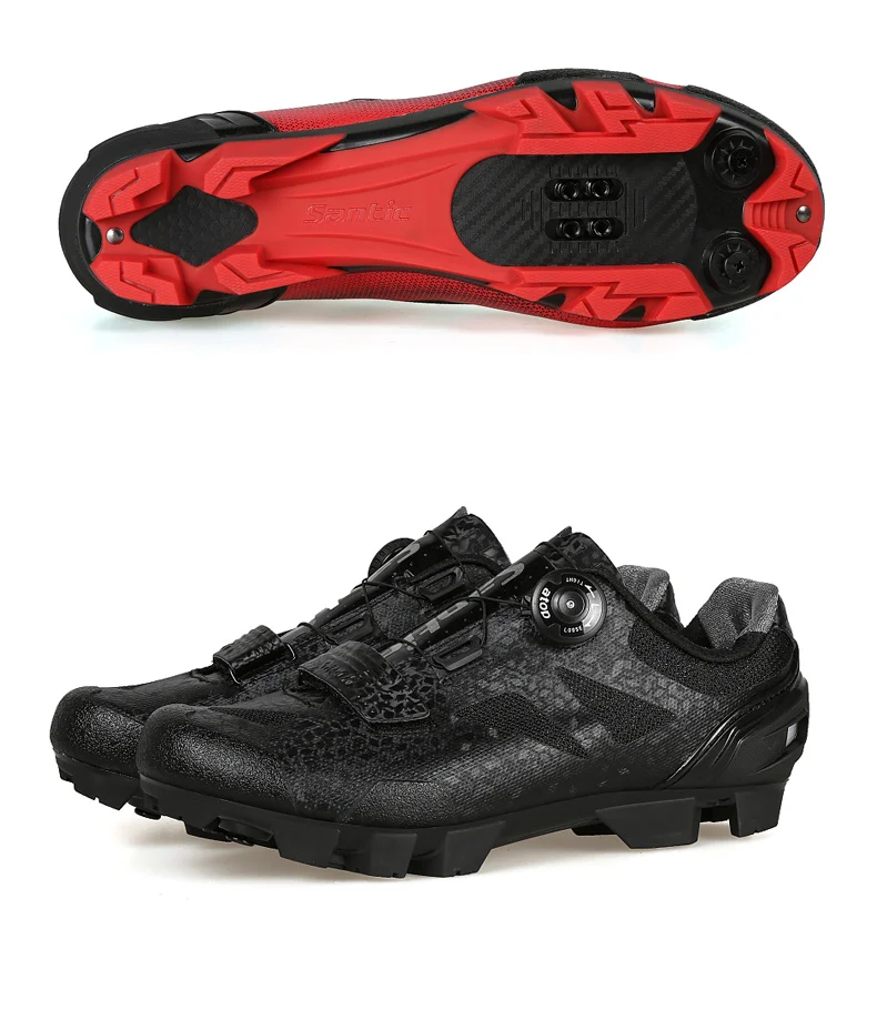 Santic Men Breathable Bicycle Cycling Shoes Professional MTB Mountain Bike Shoes Quick Dry PU Soft Elastic Lock Riding Shoes