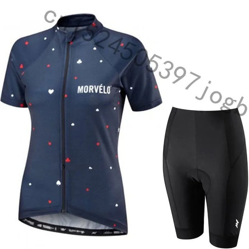 Morvelo для женщин короткий рукав Велоспорт Джерси Pro велосипед Костюмы Шорты для рубашка комплект MTB велосипедный спорт одежда ropa ciclismo 9D Гел