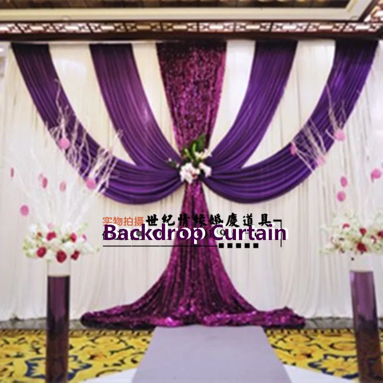 Cortina de fondo para boda, tel&oacute;n de lentejuelas de color p&uacute;rpura oscuro, tel&oacute;n de fondo para fiesta, decoraci&oacute;n de boda, env&iacute;o gratuito por DHL, 3x6m (10x20 pies)-0