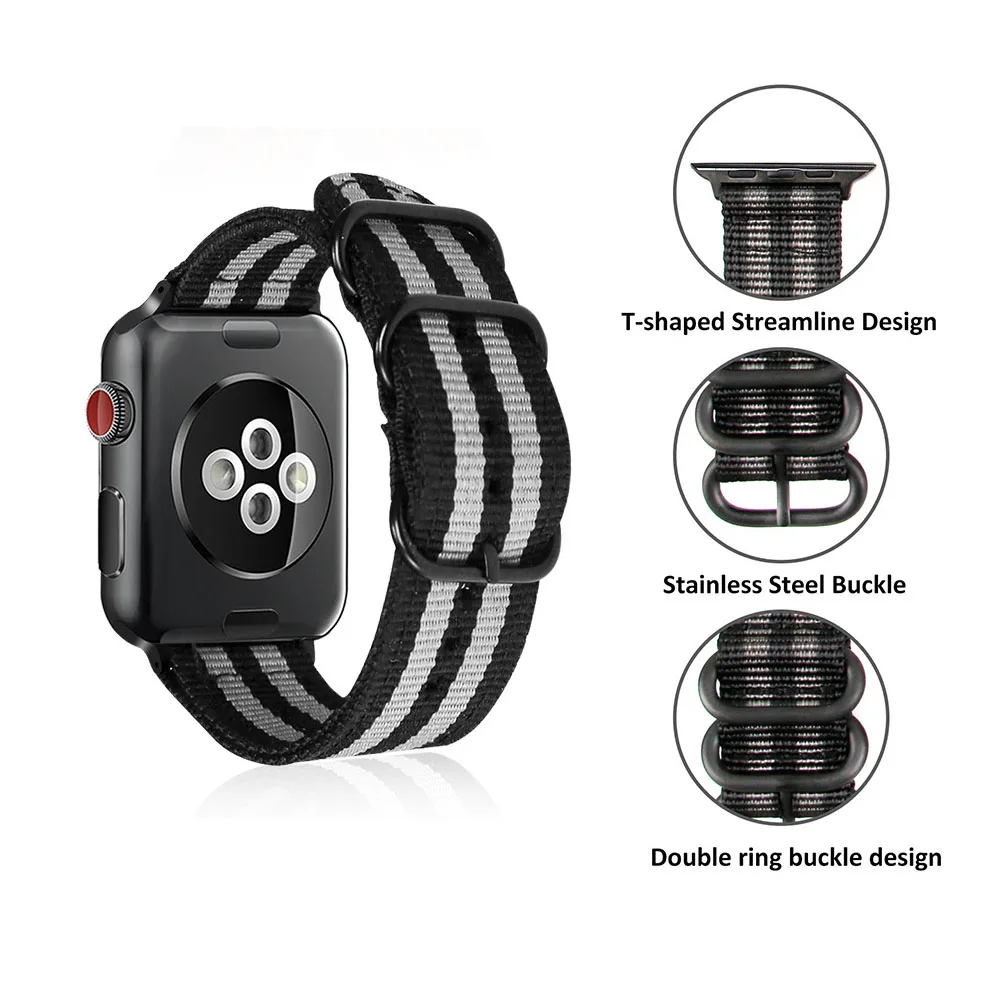 Aniyoh ремешок для часов Apple Watch Band 42 мм 44 нейлоновые НАТО спортивных 38 40 ремешки iwatch