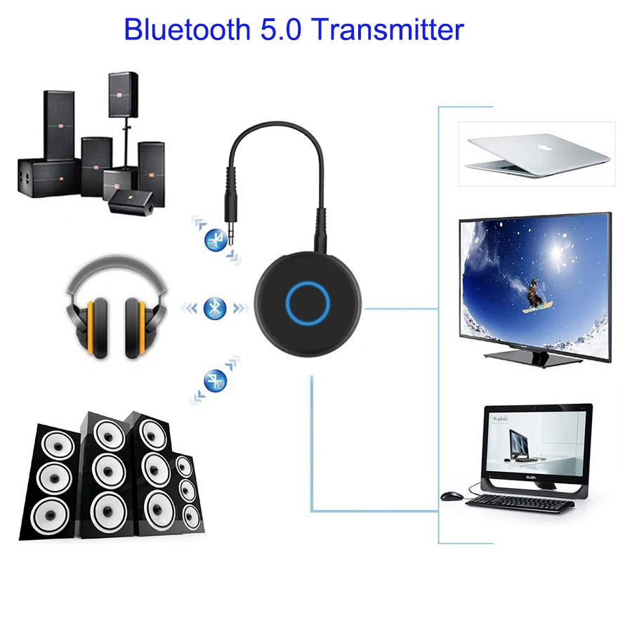 Bluetooth передатчик 3 5 мм разъем 0 адаптер для ТВ компьютера ноутбука Запуск аудио