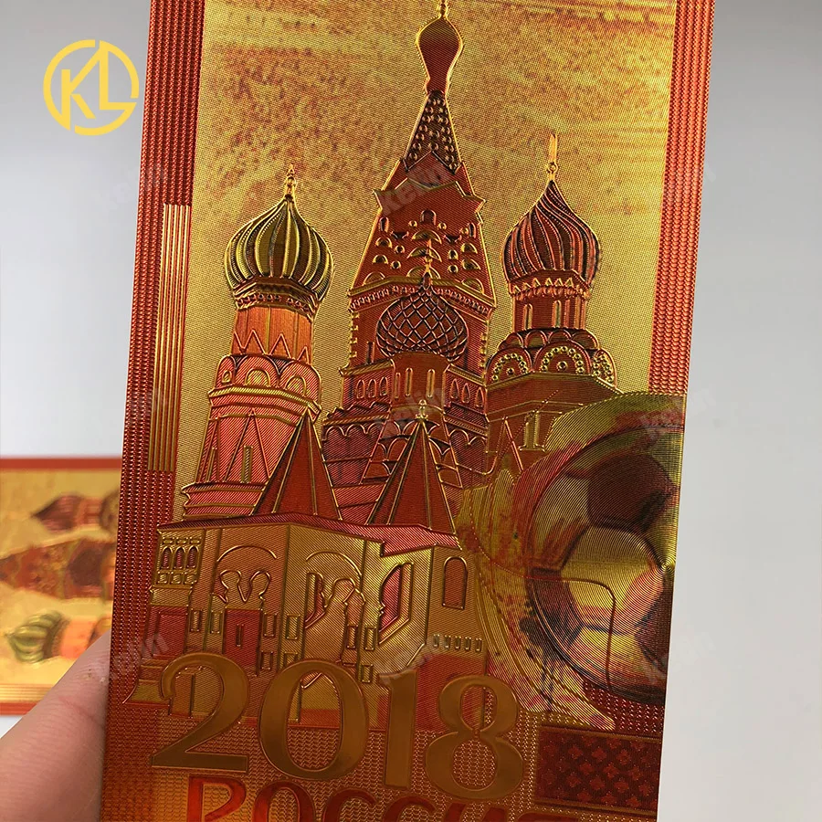 1 шт. RU005 Россия 100 рубля Футбольный Стиль Позолоченные банкноты для ценной коллекции и новогодних подарков