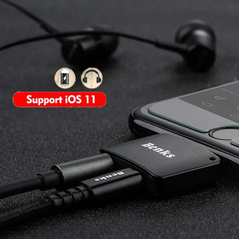 Benks для Lightning аудио адаптер используется iPhone X 7 8 6 6S Plus с 3 5 мм наушниками зарядная
