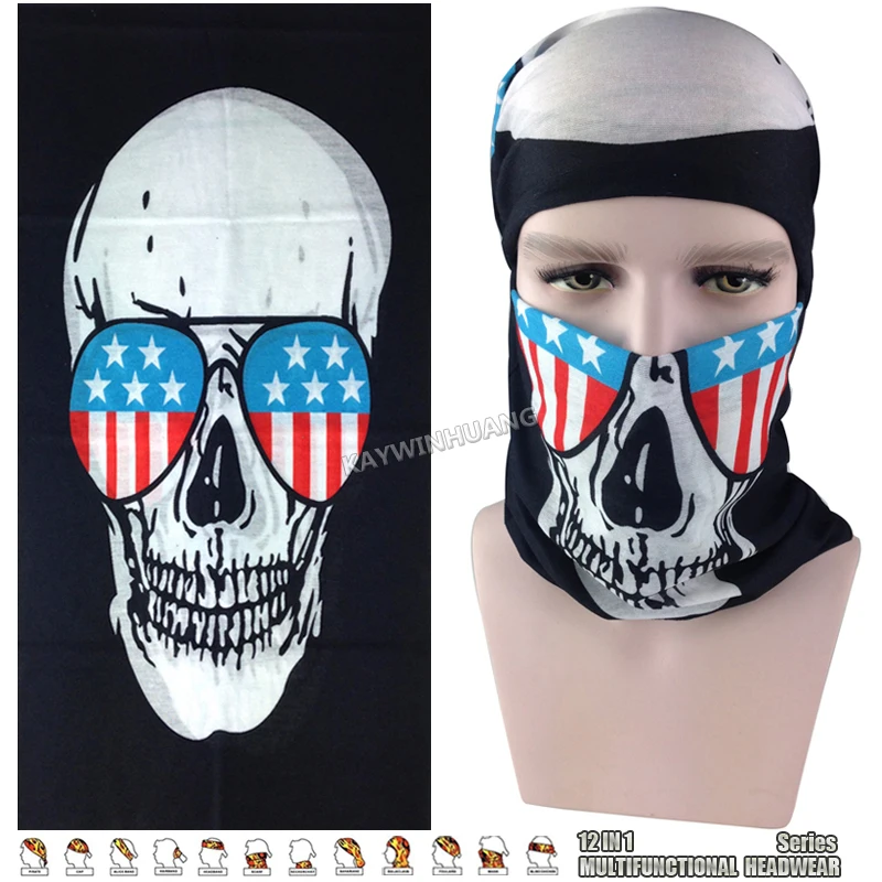 

EXPRESS SHIPPING 100pcs/lot (Mixed Model OK) US Flag Glasses Skull Magic Mask Neck Warmers Multifunction Bandana Tube Headwear