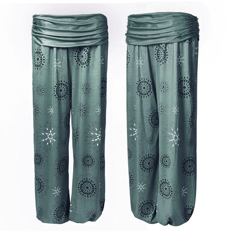 NIBESSER Summer Beach Bohemian Pants Women High Waist Pants Plus Size Vintage Loose Print Bloomers Floral Trousers Women