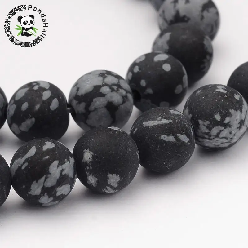 

frosted round natural snowflake obsidian stone beads, 8mm, hole: 1mm; about 48pcs/strand, 14.9"