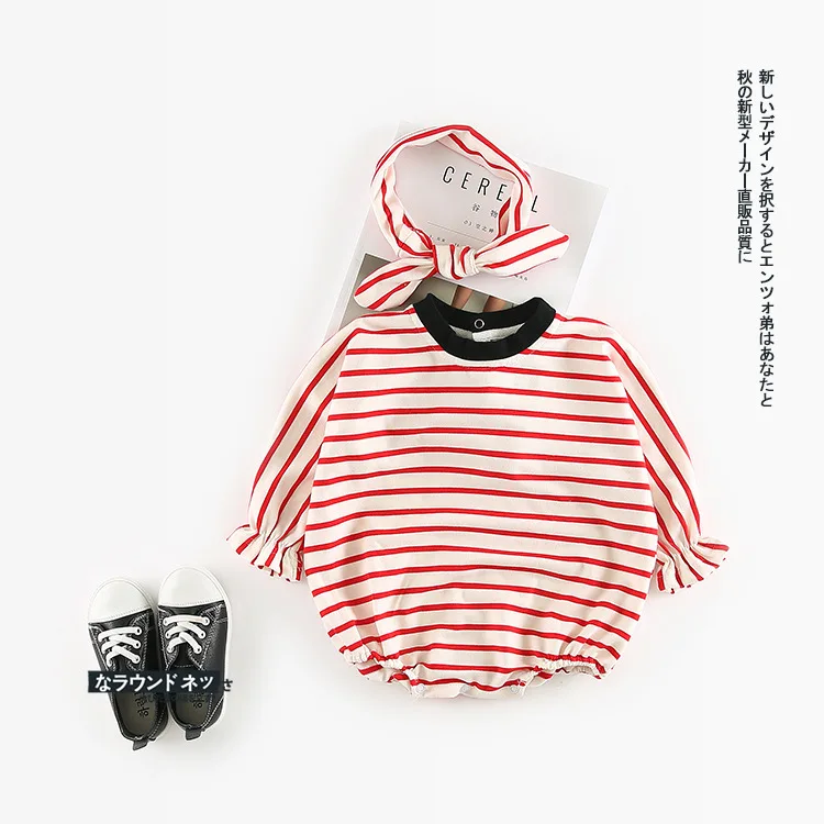2018 Autumn New Arrival cotton Cute Stripe climbing pp bodysuit with Harbin Dispensing Belt for cute sweet baby girls and boys | Мать и
