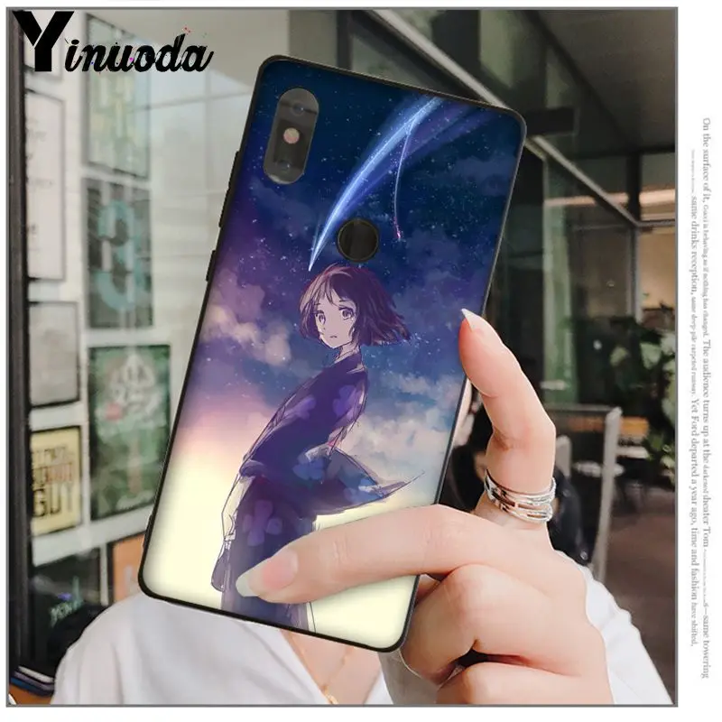 Yinuoda Kiminonawa ваше имя японское аниме черный мягкий чехол для Xiaomi Mi 6 Mix2 Mix2S Note3 8 8SE Redmi 5