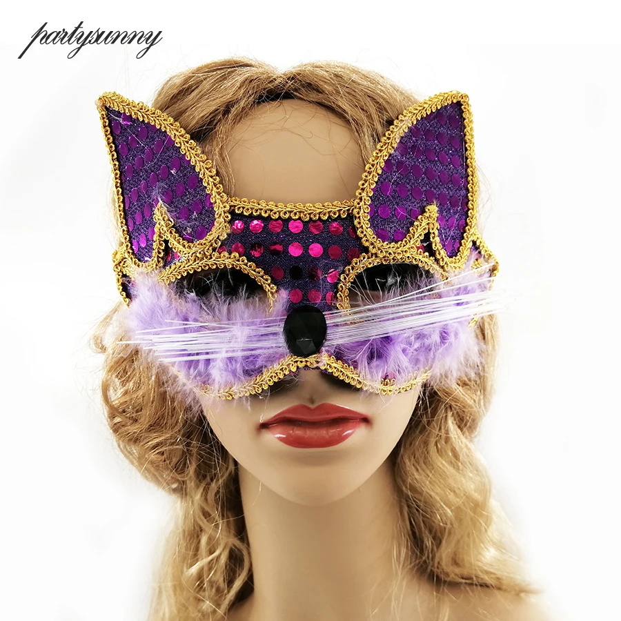 Животного Партии белый фиолетовый роза Лисий кошка ПВХ маска Косплэй партии