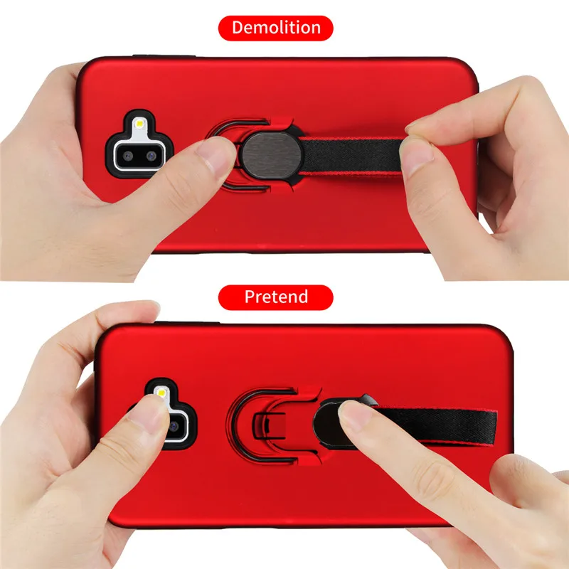 Luxury Case for Samsung Galaxy J6 Plus PC+ Soft TPU Silicone Magnetic Finger Ring Holder J6+ Protector |