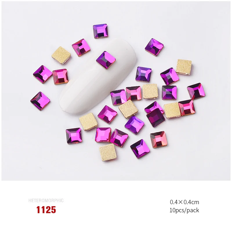 1125 Новинка, 10 шт., квадратный хрустальный 3d-украшения для ногтей, 4 мм* 4 мм, очаровательные блестящие украшения со стразами, сделай сам, маникюрный дизайн, аксессуар - Цвет: 1125