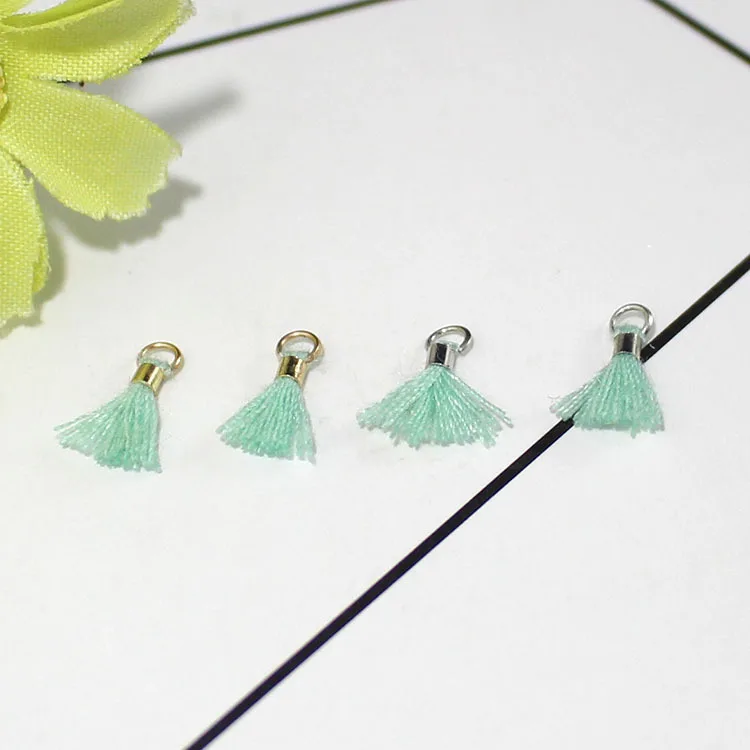 Light green 30 шт. 1 см мини хлопок Золотое серебряное кольцо подвеска «сделай сам» браслет серьги ювелирные изделия бахрома отделка занавеска для дома Декор ремесла кисточки - Цвет: Light green