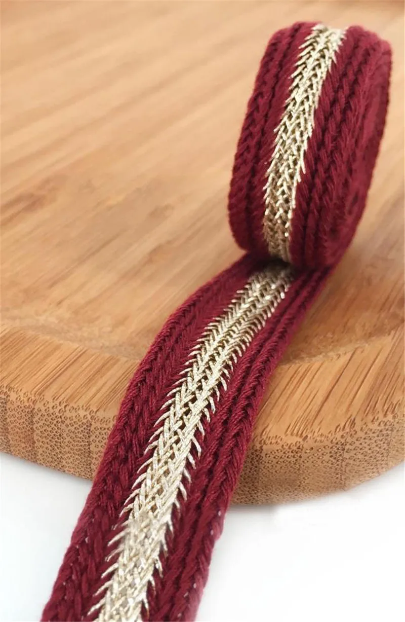

New 9 Colors 2cm Bullion Ribbon Stiching Tape woven ribbon with herringbone DIY webbing belt garment accessories Accessories