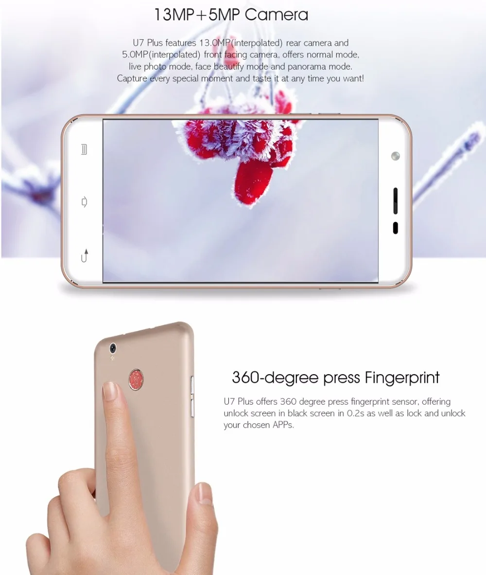 US Version OUKITEL U7 Plus Smartphone 5.5 inch Android 6.0 MTK6737 Quad Core 1.3GHz 2GB RAM 16GB ROM 2500mAh Cheap Phone LTE 4G | Мобильные