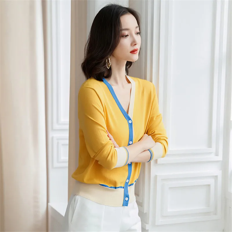Summer Women Sweater 2019 New Thin Ice Silk Female Short Tops Cardigan Loose Single-Breasted Ladies Jacket Qw050 |