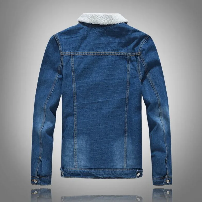 Lamb Fleece Denim Parkas Velvet Padded Coat Men's Light-Colored Cashmere Lamb Wool Jean Coat Denim Outwear