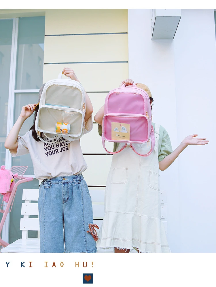 Прозрачные женские рюкзаки Itabags Harajuku рюкзак Водонепроницаемый Kawaii прозрачная сумка для школы подростка Девочки сумки через плечо