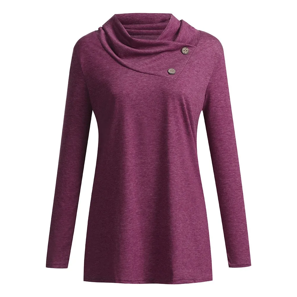 Blusas mujer de moda женские рубашки с длинным рукавом на пуговицах и воротником-Хомутом Женские повседневные однотонные Туники Топы Блузки roupas feminina