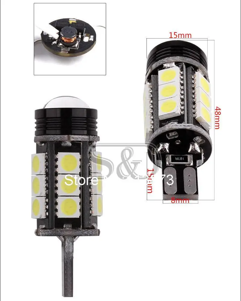2 шт. Автомобильные светодиодные лампы T15 Canbus 921 912 W16W 5050 SMD 12 В|led light car cob|5050 canbuscob smd