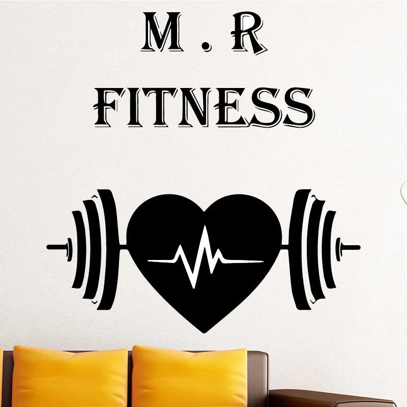 

M.R Fitness Gym Art Wall Sticker for Home Decor Ling Room Gymnasium Wall Decoration Removable Wall Decal Heart-shaped Stickers
