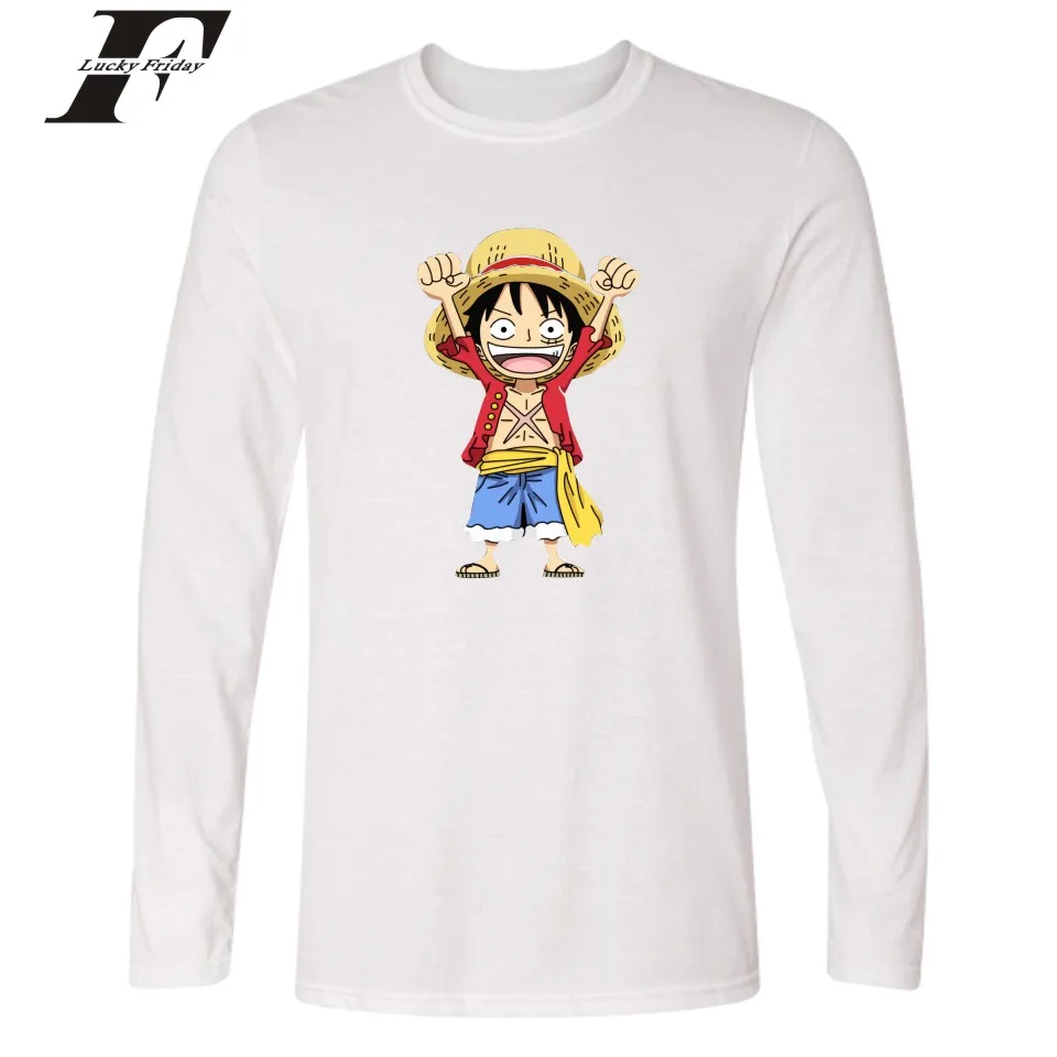 LUCKYFRIDAYF цельные Футболки с длинным рукавом для мужчин и обезьянок D. Luffy печать