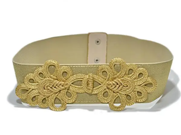 924 Gold Новинка, женские эластичные золотые и серебряные пояса, растягивающиеся Цветочные декоративные широкие кожаные ремни для женщин, высокое качество, модные Bg-924 - Цвет: 924 Gold