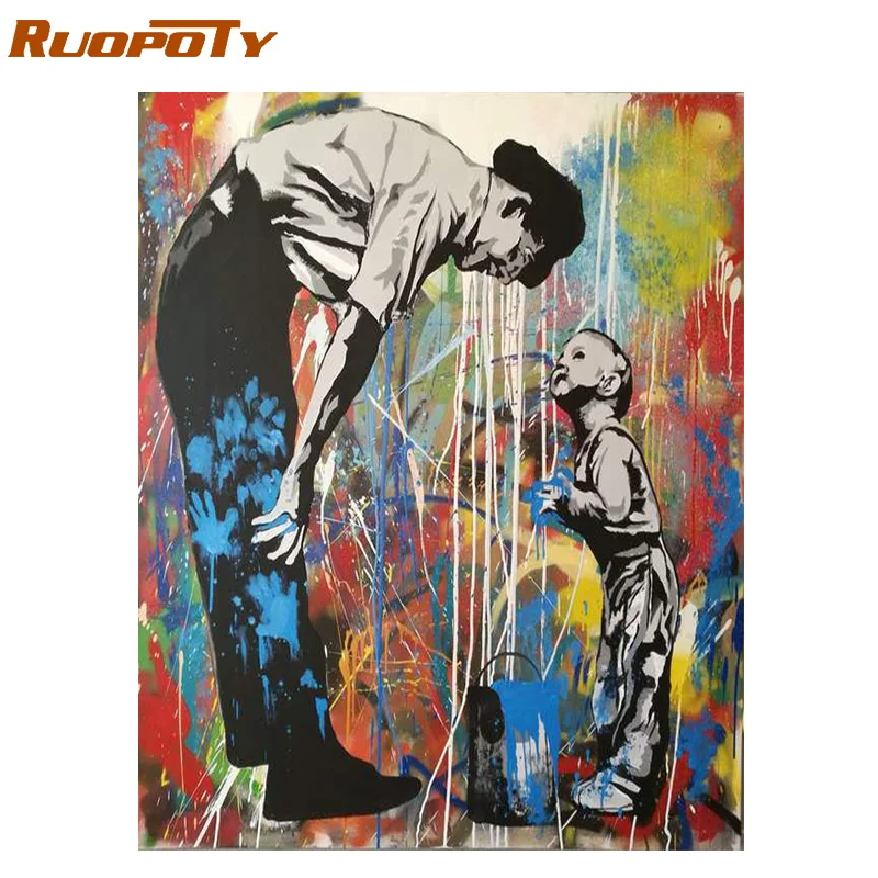 1921 RUOPOTY 60x75 см рамка черепаха Сделай Сам картина по номерам набор Раскраска по номерам Современная Настенная художественная картина по номерам домашний декор искусство - Цвет: 1921
