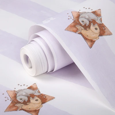 A purple stars 2011 Новые вертикальные полосы мультфильм любовь звезды Детская комната гостиная обои для подростков мальчик девочка ТВ фон спальня Фотообои - Цвет: A purple stars 2011
