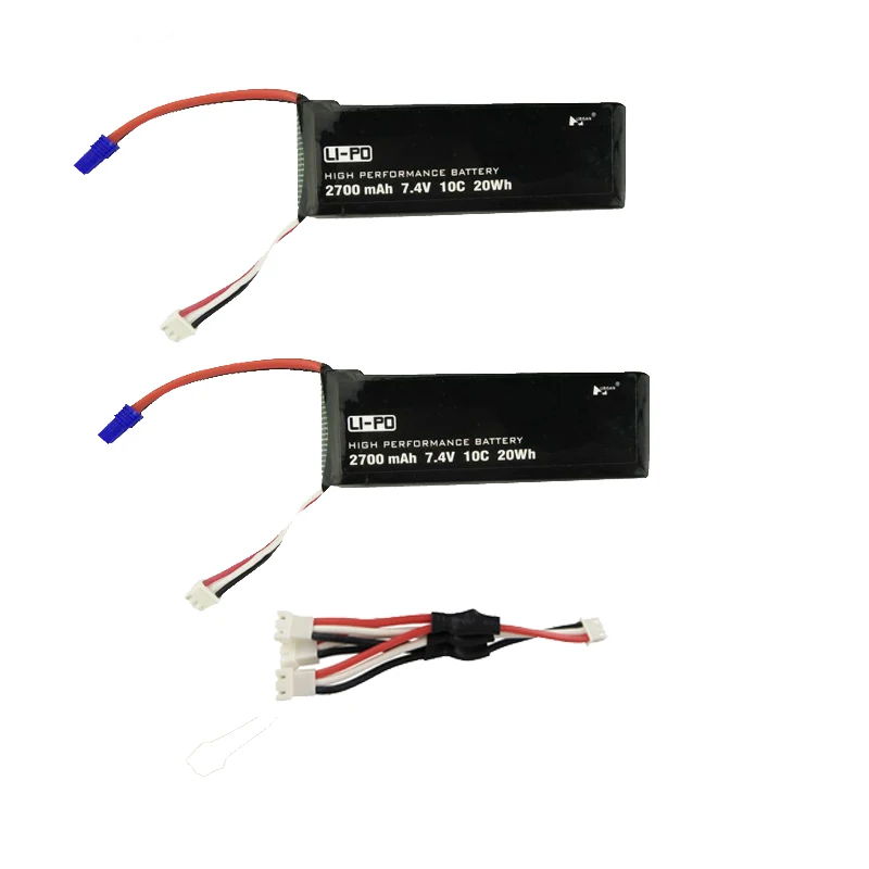 7,4 V 2700mAh 10C 20WH Lipo батарея+ зарядное устройство переменного тока для Hubsan H501S X4 FPV Бесщеточный RC Квадрокоптер Дрон запасные части батарея - Цвет: Set2 2B Cable