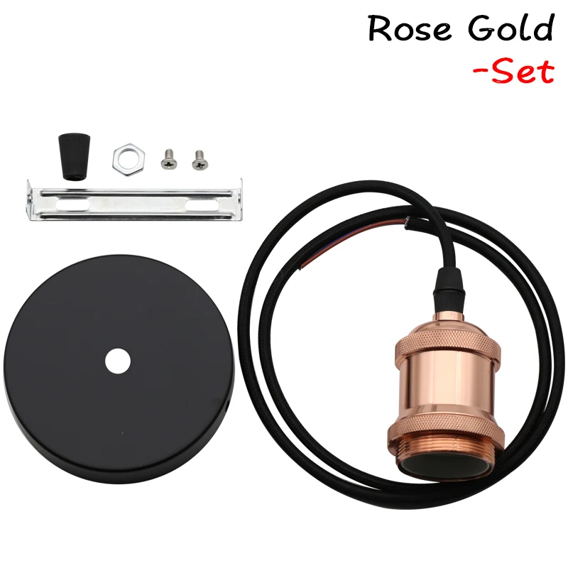 Rose Gold Set Винтаж ретро Edison лампа подвесной светильник E27 разъем подвесной светильник s Винтовой цоколь лампы Алюминий светильник промышленный подвесной светильник в стиле ретро держатель - Цвет: Rose Gold Set
