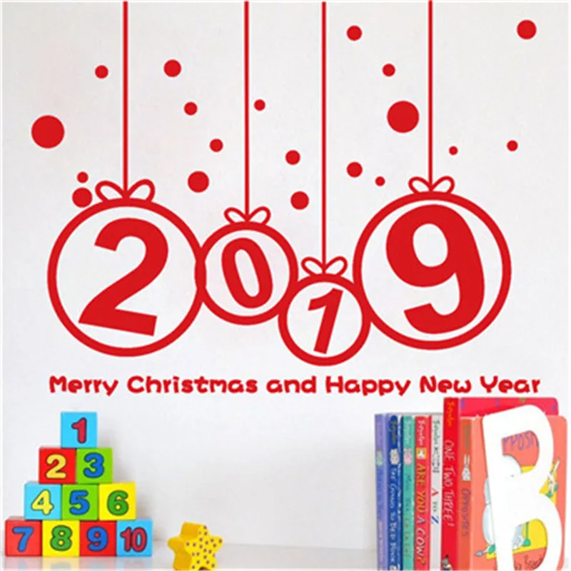 Счастливый новый год 2019 Веселая Наклейка на стену в виде рождественской елки