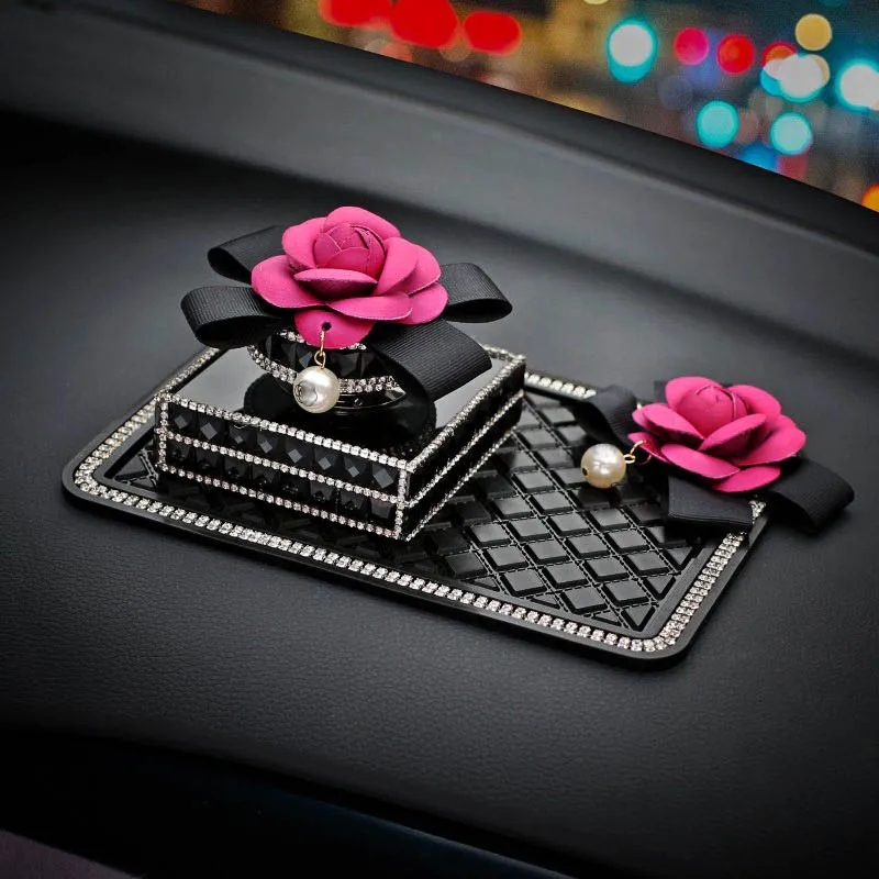 Perfume Seat Sets Милый розовый цветок, украшение салона автомобиля, кожа, кристалл, авто подушка для шеи, ручной тормоз, шестерни, чехол для переключения, ремень безопасности, чехол, аксессуары - Цвет: Perfume Seat Sets