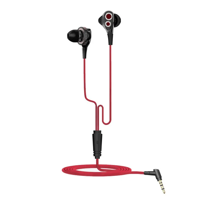 UiiSii BA T8 DT 200 Dual Dynamaic Drive наушники HiFi Super Bass In Ear с микрофоном Шумоподавление для смартфонов - Цвет: Красный