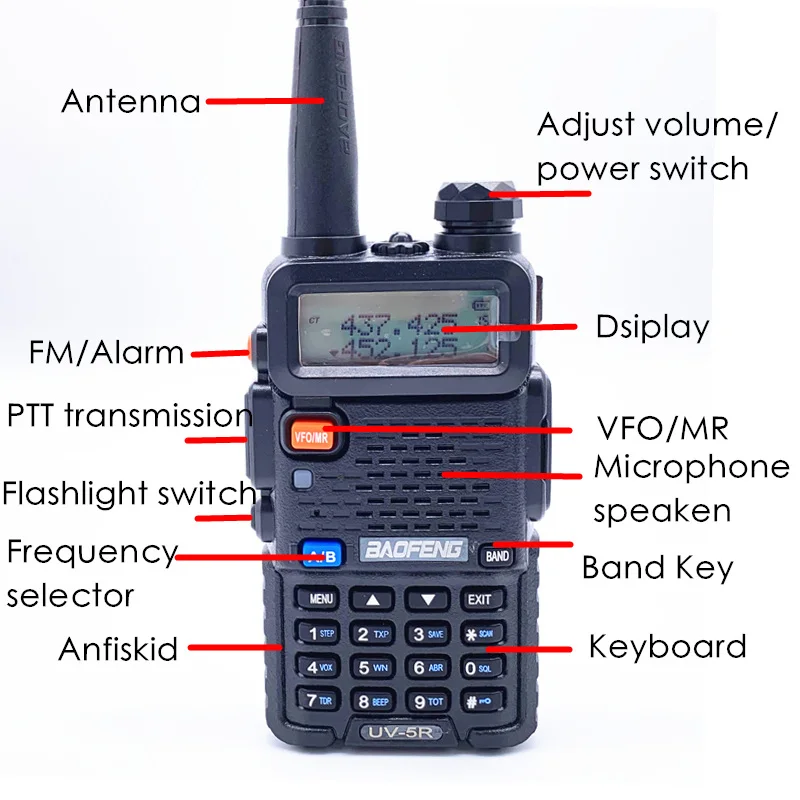 Рация BaoFeng UV 5R 5 Вт CB Ham радио hf fm приемопередатчик 128 каналов VHF и технические