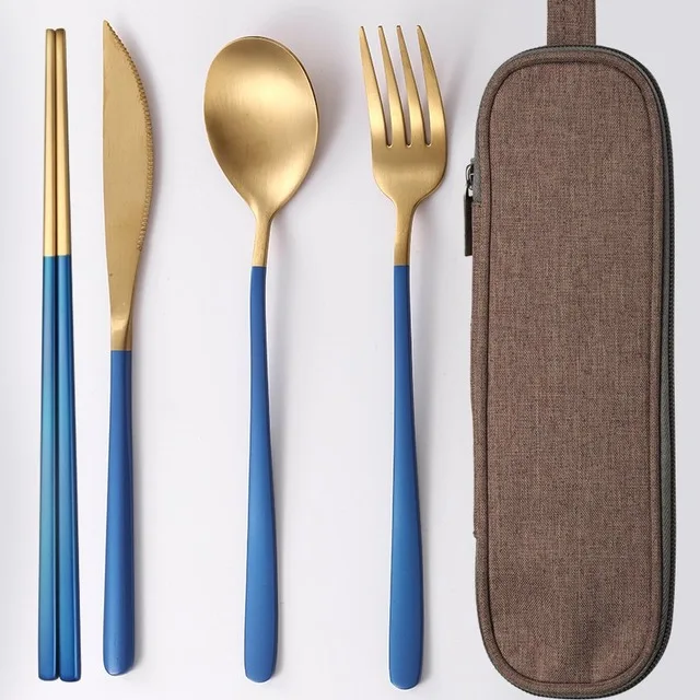 Dinnerware set 6 Столовая посуда набор столовый набор в дорогу для путешествий походный набор посуды многоразовые посуда набор ложка Вилка палочки дозирующая детская ложка для соломы и Портативный чехол - Цвет: Dinnerware set 6
