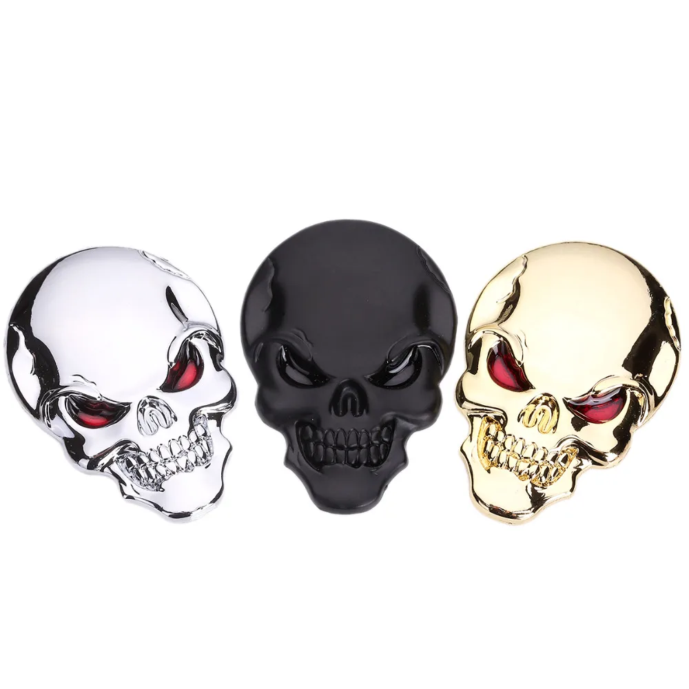 

1 PC/LOT 3D Skull zinc alloy Metal Skeleton Crossbones Car Motorcycle Sticker Label Skull Emblem Badge Car Styling