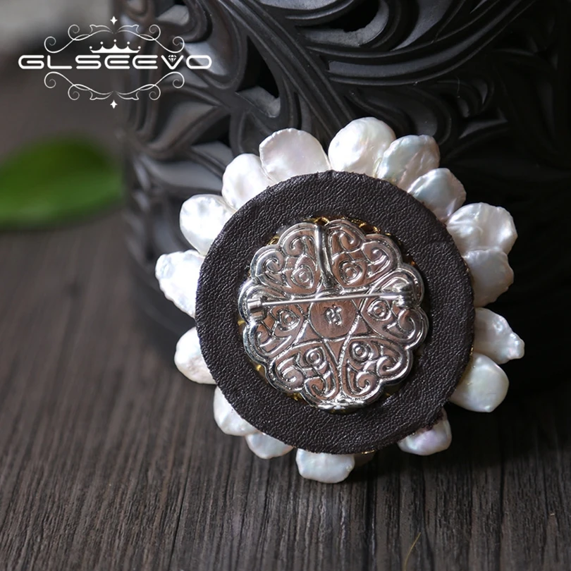 GLSEEVO Natural Fresh Water Baroque Pearl Flower Brooch Pin Peridot Coral Brooches For Women Dual Use Luxury Fine Jewelry GO0181 | Украшения