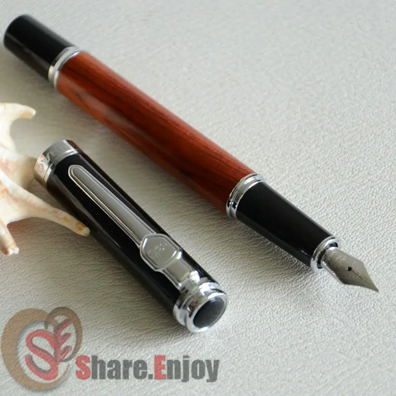 Перьевая ручка изящный наконечник JINHAO 8802 черный и серебристый 18KGP палисандр|jinhao