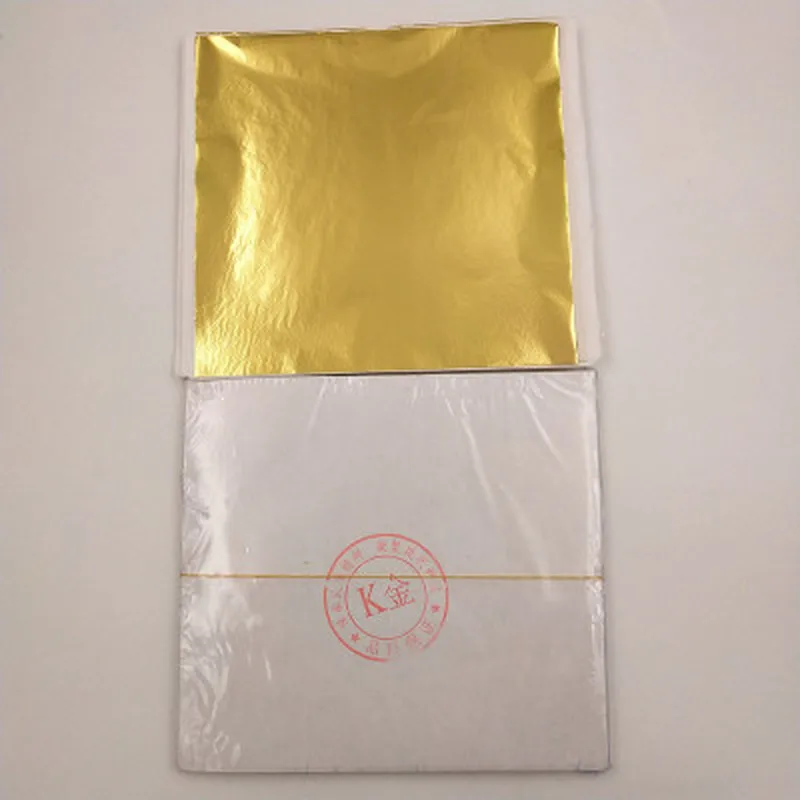 100 шт 14 см имитация золотого и серебряного цвета медный листочек листья металлические листы фольги для позолоты ремесло украшения DIY Искусство ремесло бумага Декор